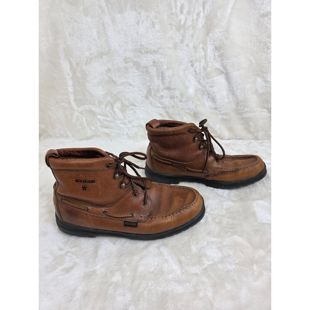 Wolverine Mens Brown‎ Pebbled Leather Moc Toe Chukka Boots Size 10M